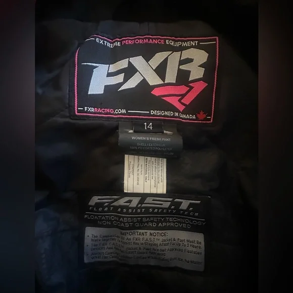FXR Fresh snowmobile bibs. Women's size 14. Black & Electric Pink - Picture 3 of 3